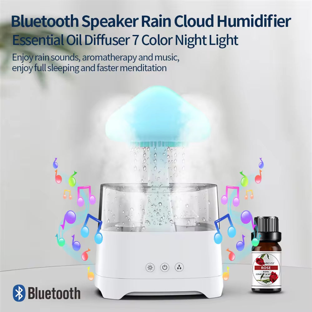New Products Factory Price CE ROHS FCC Certificate Blue Tooth Speaker Water Drip Rain Drop Cloud Humidifier